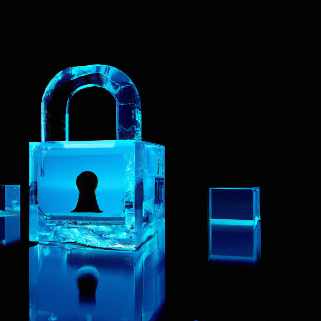 Abstract glass lock on translucent cubes representing privacy and data protection
